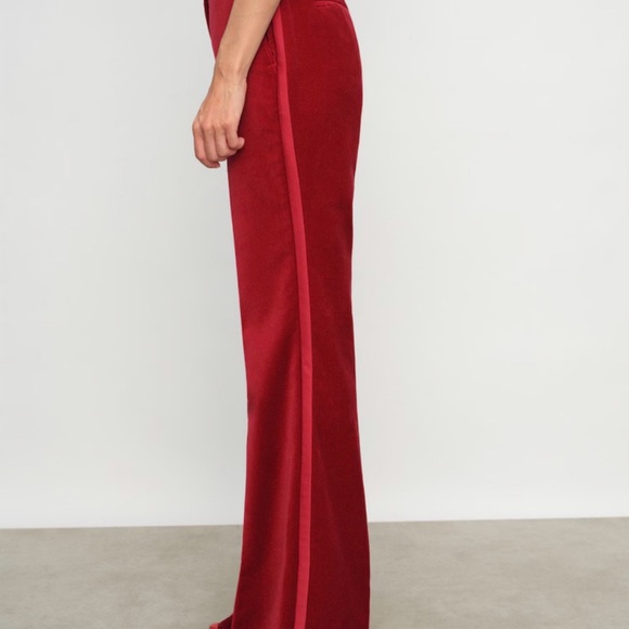 Reiss Crimson Velvet Wide-Leg Trousers - Picture 8 of 10